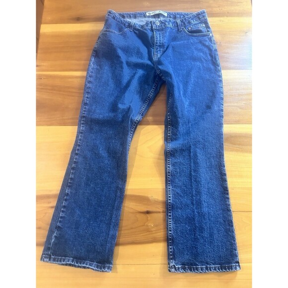 Harley Davidson Women’s Bootcut Jeans 16P Dark Wash Button And Zip Closure Logo - Picture 1 of 12